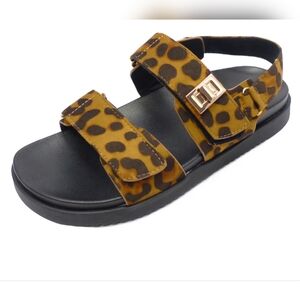 Leopard Print Sandals with Black Sole